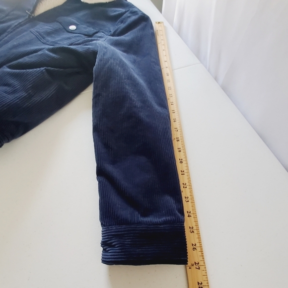 Sherpa Lined Corduroy Trucker Jacket Size L Express Cozy Zip Up Chunky Warm Coat - Picture 11 of 14